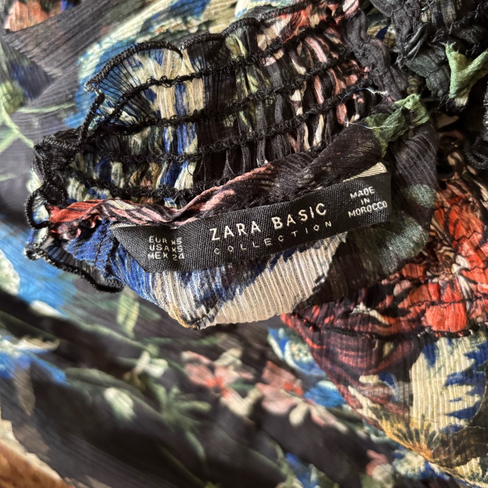 ZARA Basic sz XS sheer lined floral dress - Picture 10 of 11